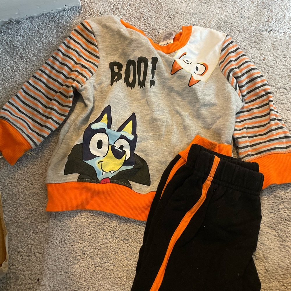 Kids Halloween Boo Matching Set - Gray and Orange
